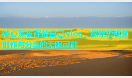 糖心深夜释放自己vlog，探索短视频创作与分享的无限可能